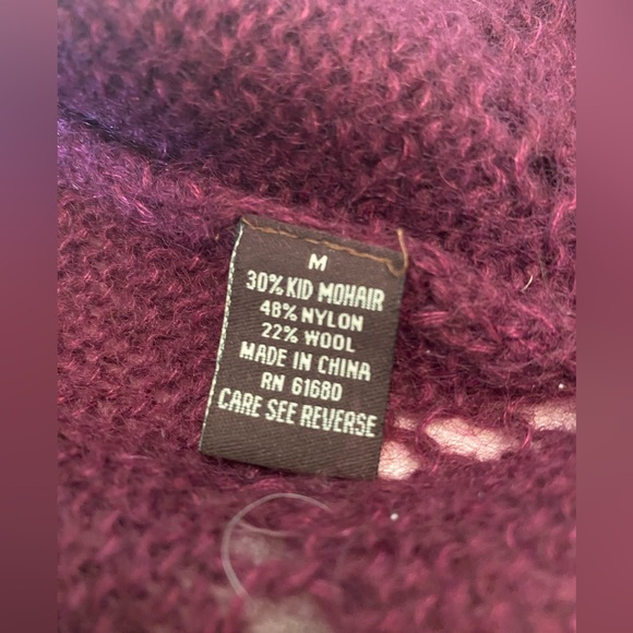 525 AMERICA Cropped Maroon Mohair + Wool Shrug Sweater. - Picture 6 of 7